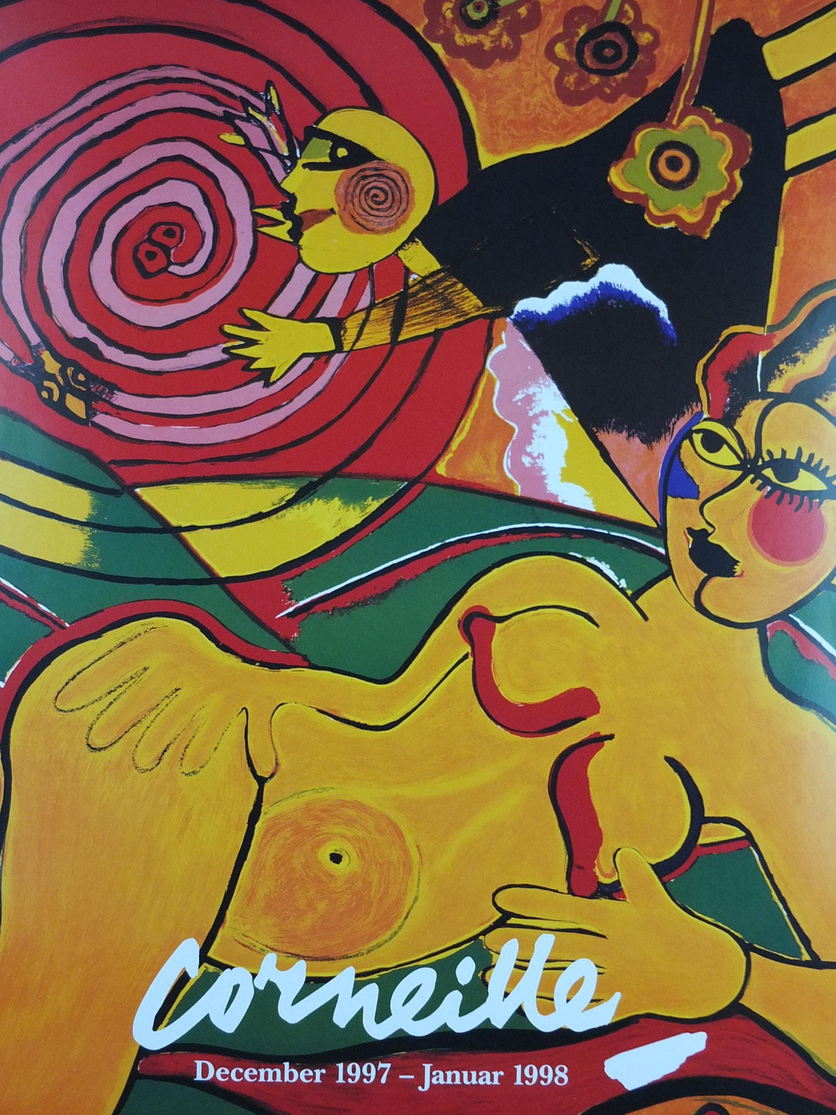1997 Corneille Poster, Serpent Sun, Yellow Nude, Cobra Group, Reflex Movement, Guillaume Beverloo, artist gallery exhibition, wall art decor