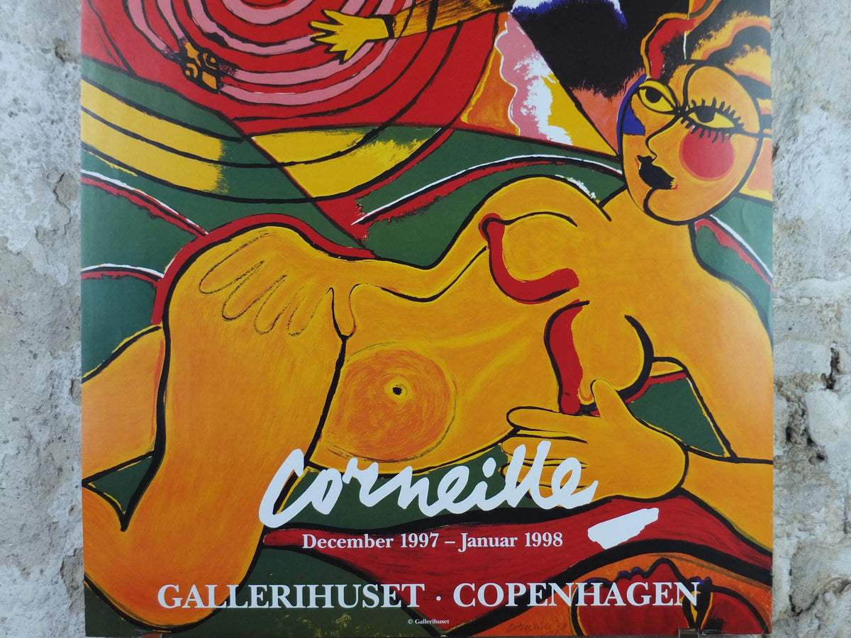1997 Corneille Poster, Serpent Sun, Yellow Nude, Cobra Group, Reflex Movement, Guillaume Beverloo, artist gallery exhibition, wall art decor