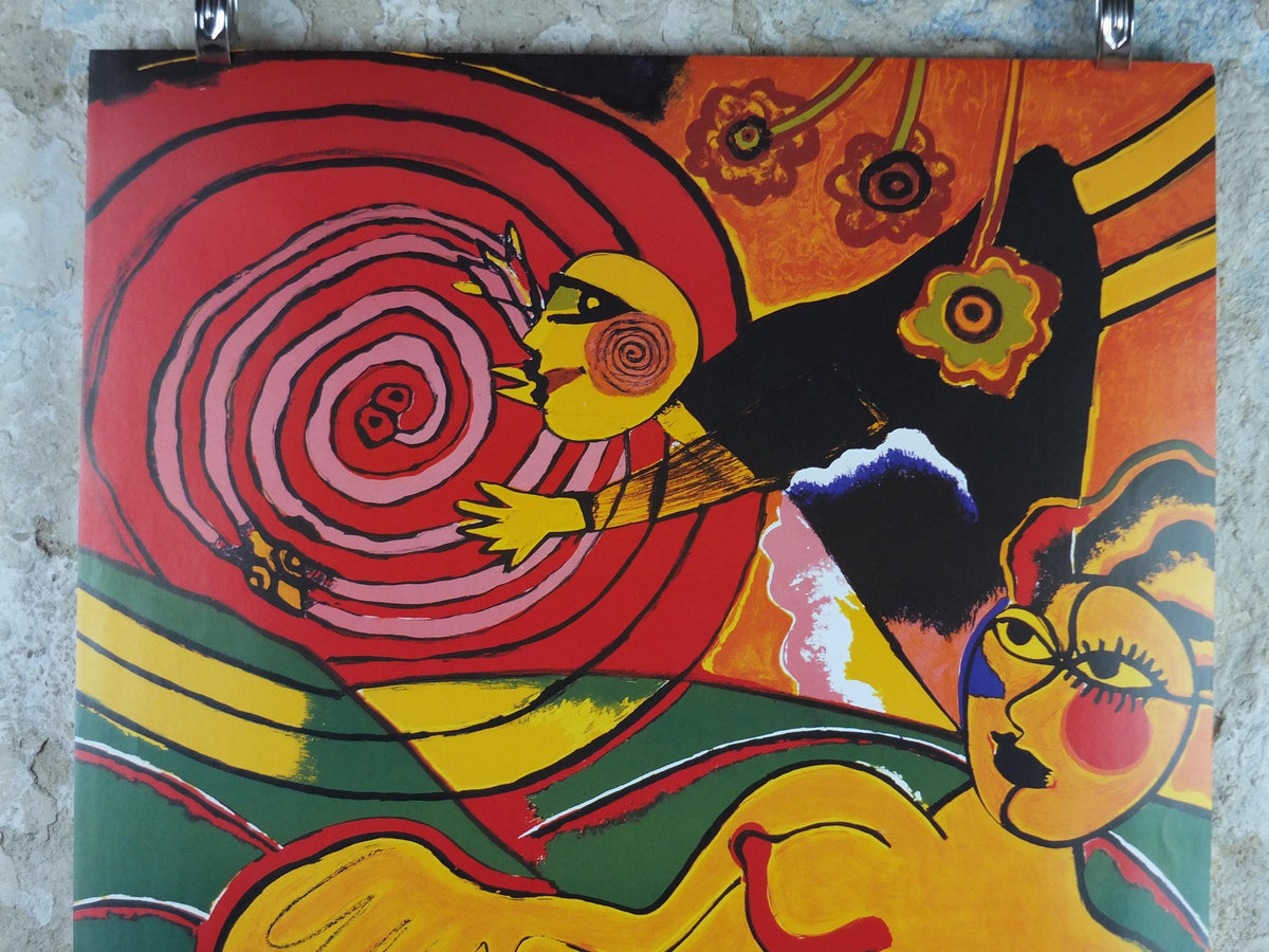 1997 Corneille Poster, Serpent Sun, Yellow Nude, Cobra Group, Reflex Movement, Guillaume Beverloo, artist gallery exhibition, wall art decor