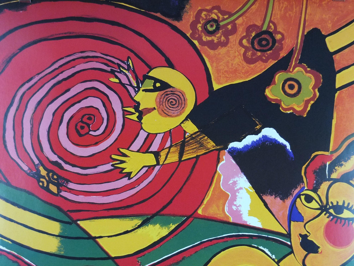 1997 Corneille Poster, Serpent Sun, Yellow Nude, Cobra Group, Reflex Movement, Guillaume Beverloo, artist gallery exhibition, wall art decor