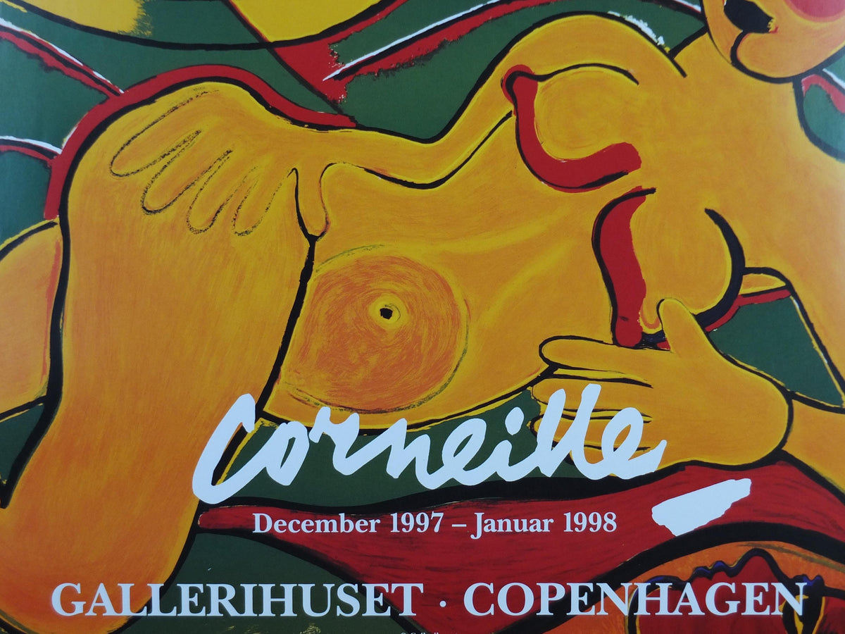 1997 Corneille Poster, Serpent Sun, Yellow Nude, Cobra Group, Reflex Movement, Guillaume Beverloo, artist gallery exhibition, wall art decor