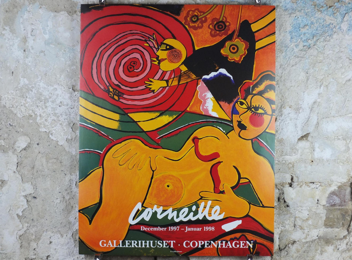 1997 Corneille Poster, Serpent Sun, Yellow Nude, Cobra Group, Reflex Movement, Guillaume Beverloo, artist gallery exhibition, wall art decor