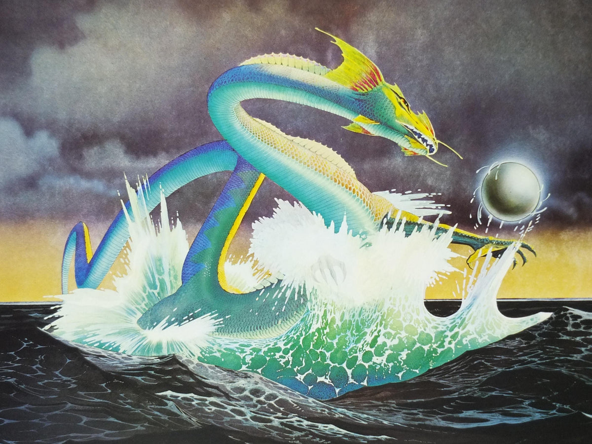 1982 Sea Dragon Poster, by Roger Dean, Asia, Reflex Posters, Yes, fantasy landscape, wall art decor