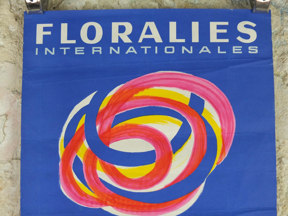 1964 International Paris Flower Show Poster, Floralies Internationales, Paris, Palais de la Defense, by Villemot, retro wall art decor