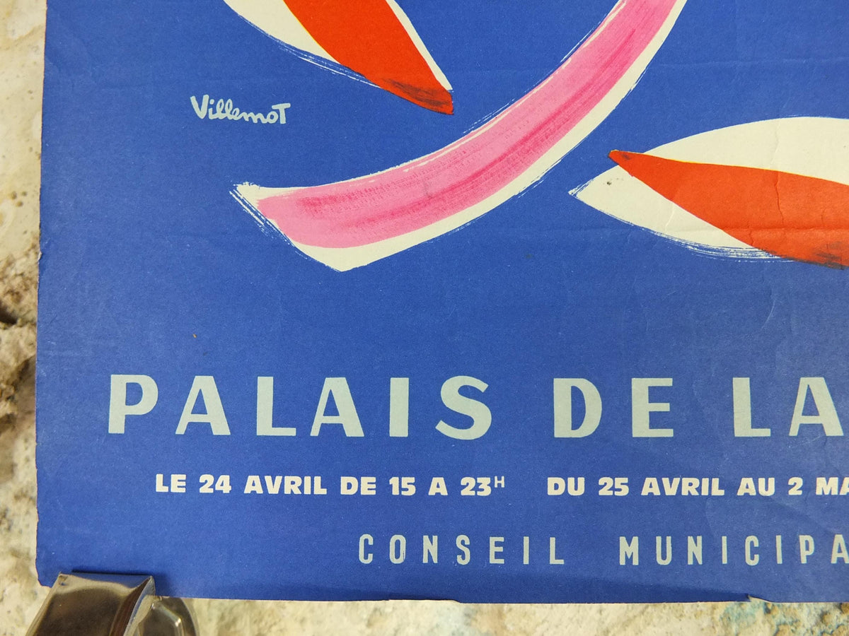 1964 International Paris Flower Show Poster, Floralies Internationales, Paris, Palais de la Defense, by Villemot, retro wall art decor