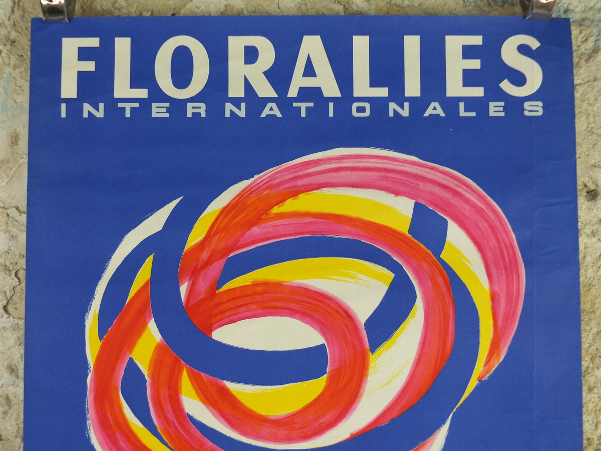 1964 International Paris Flower Show Poster, Floralies Internationales, Paris, Palais de la Defense, by Villemot, retro wall art decor
