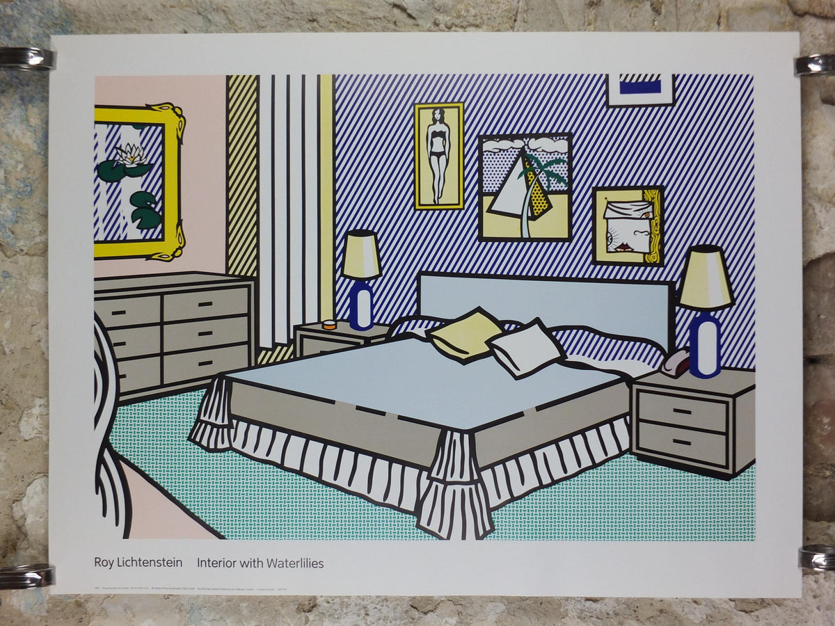 2000 Roy Lichtenstein Poster, Interior with Waterlilies 1991, Tate Gallery, London, Pop Art artist gallery exhibition, wall art decor