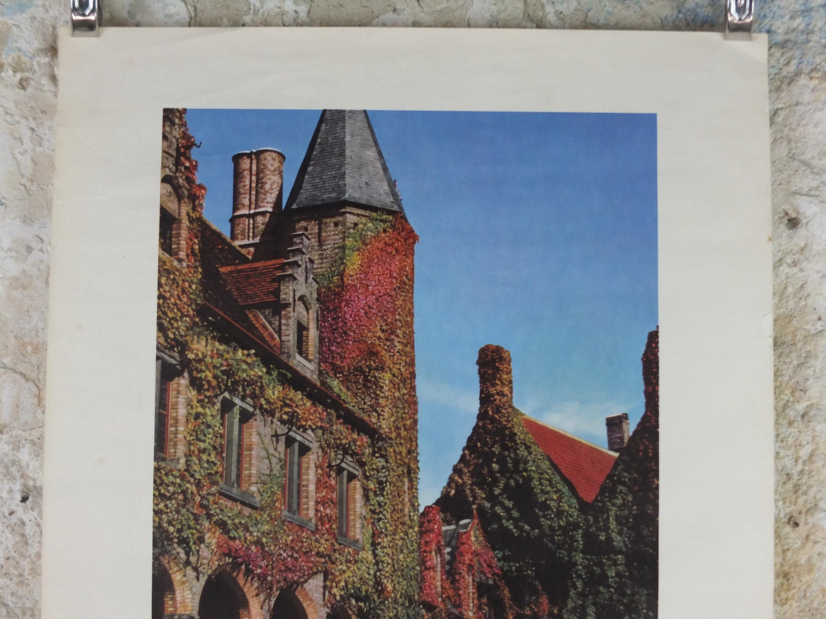 1960s Belgium Travel Poster, Bruges, Gruuthusemuseum, Ville d'Art, Musee Gruuthuse, Belgique travel tourism holiday vacation wall art