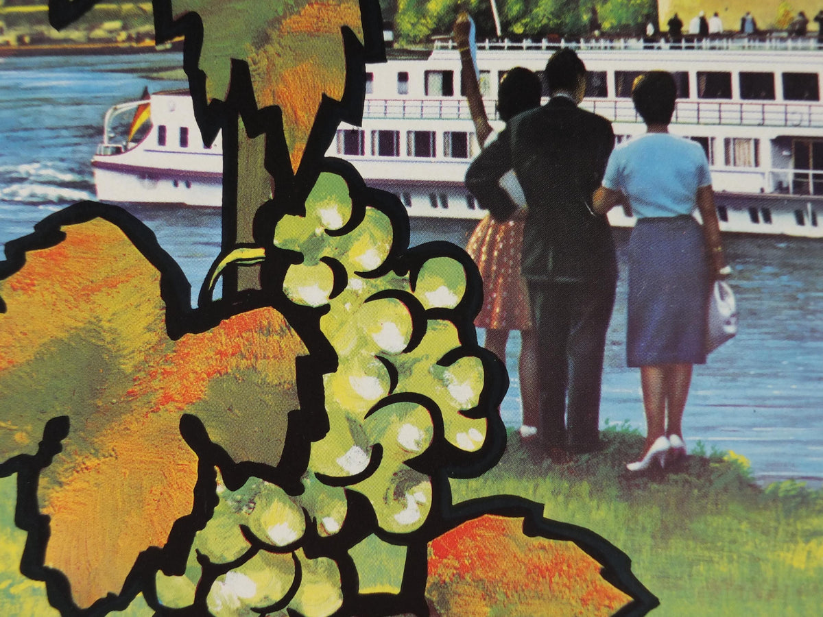 1950s Rhine Cruise Poster, From Basel to Rotterdam, Switzerland to Netherlands Cruise Company Advertising, travel tourism, wall art decor