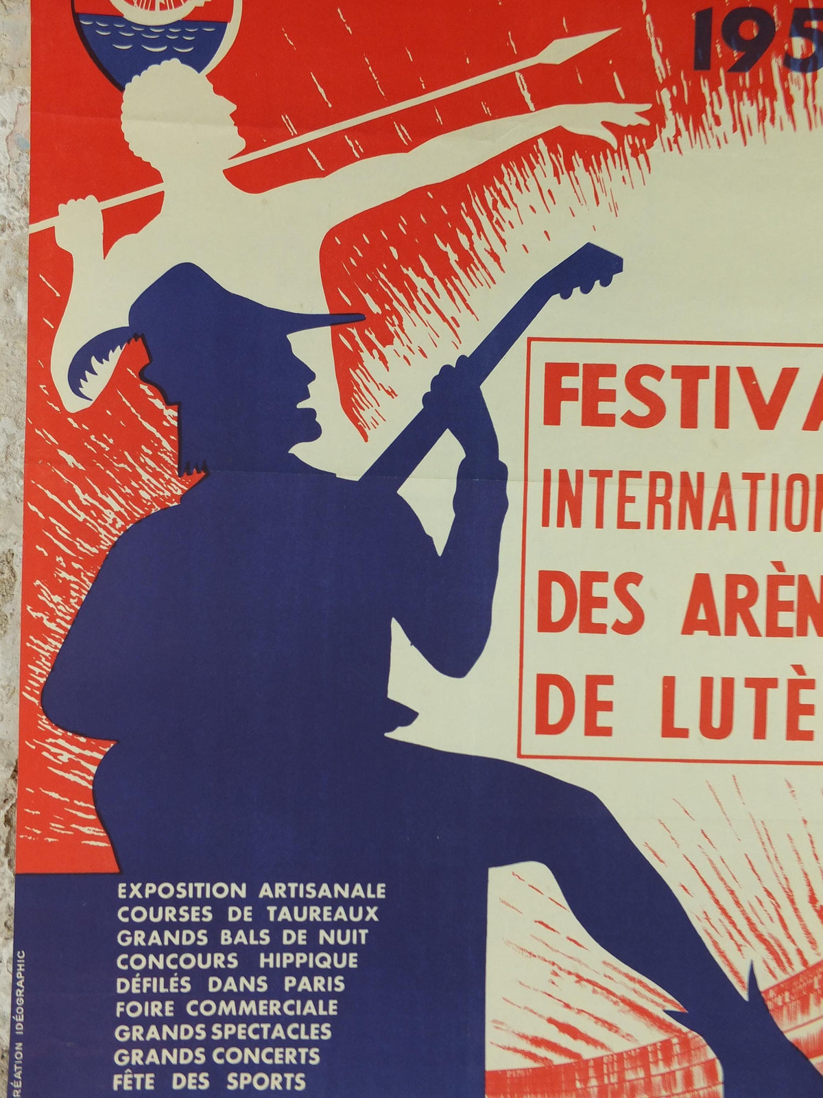 1953 Paris Festival of the Arts, Festival International Des Arenes De Lutece Poster, music, sport, dance and theatre, Paris, wall art decor