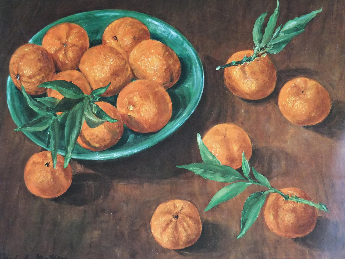 1968 Citrus Oranges Poster, Paul A Muller, still life, impressionists, artist gallery exhibition wall art decor