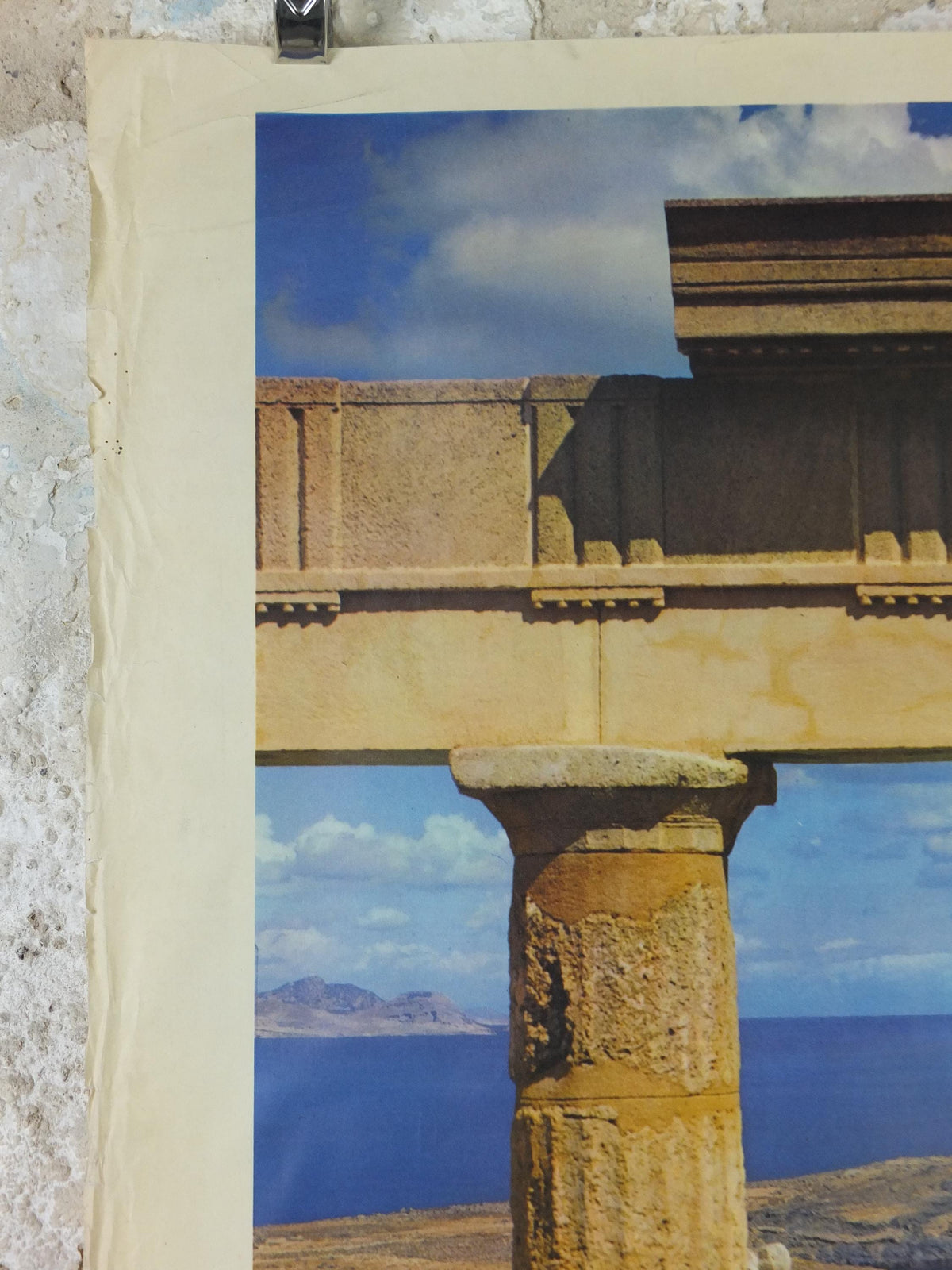 1960 Rhodes Greece Travel Poster, Ροδοσ, Temple of Apollo, Lindos, acropolis, travel tourism, holiday vacation, wall art decor