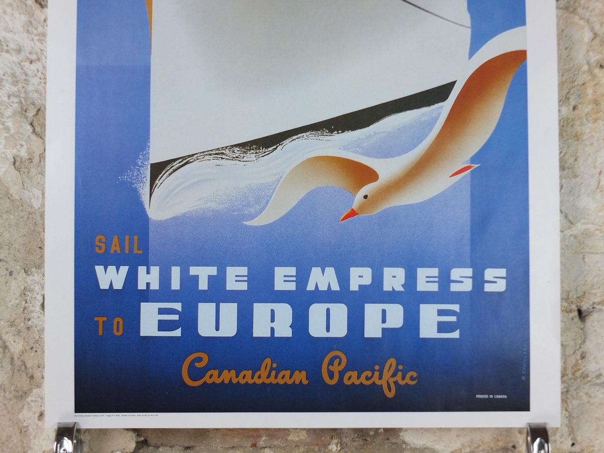 1997 Atlantic Cruise Travel Poster, White Empress by Couillard, Europe, Canadian Pacific, Cruise Advertising, travel tourism, wall art decor