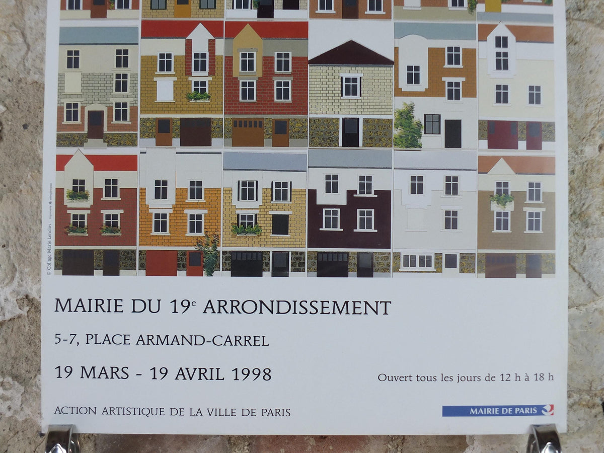 1998 Paris Homes & Houses Poster, Hameaux, Villas et Cites de Paris, European architecture and cityscapes, French painter, wall art decor