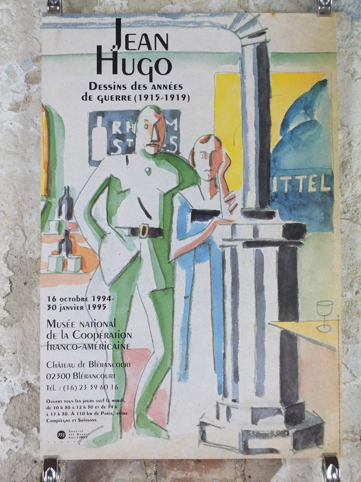 1994 Jean Hugo Poster, Bar Interior 1915, Soldier with his Girl, paintings from the First World War WW1, French painter, wall art decor