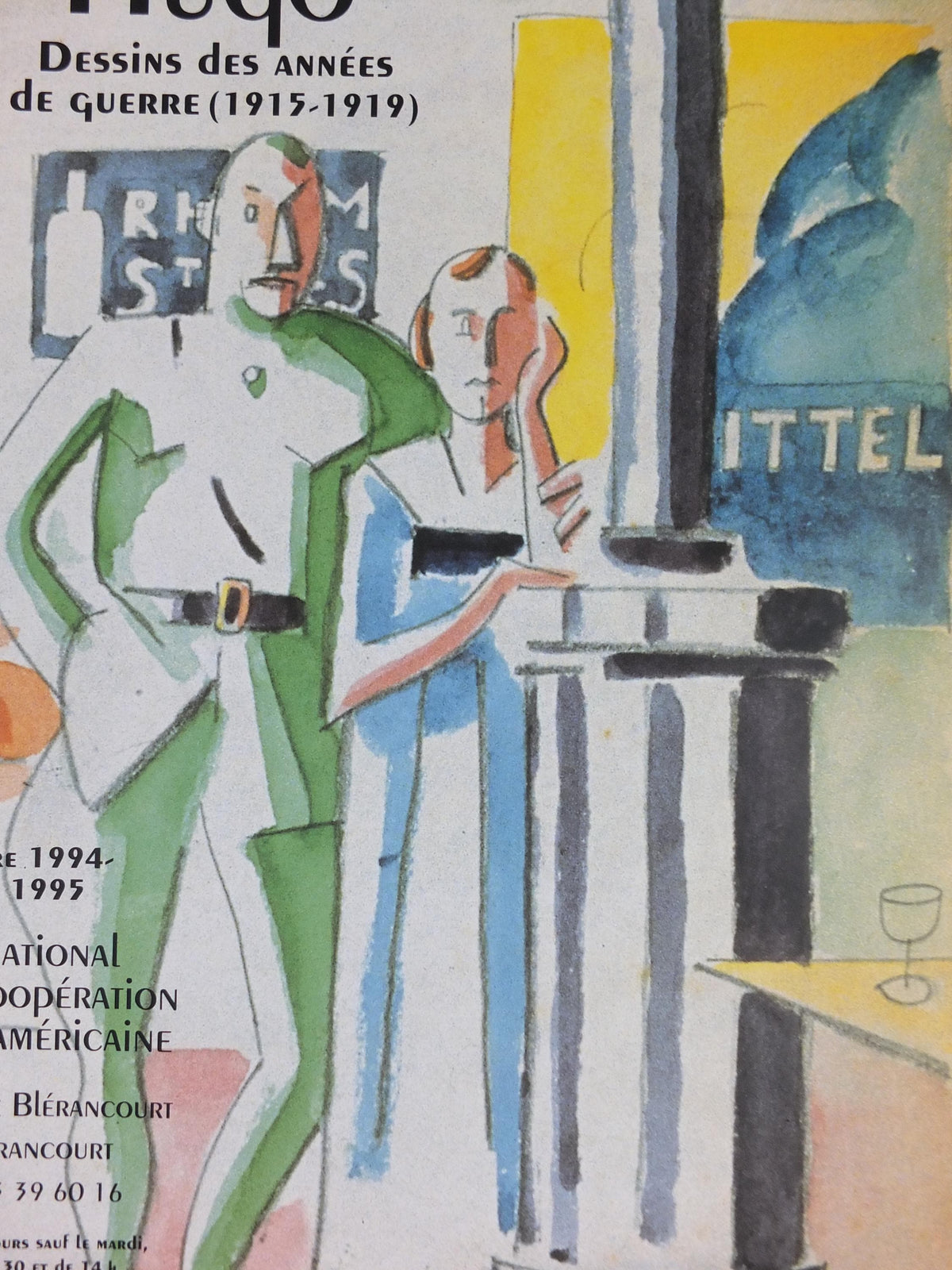 1994 Jean Hugo Poster, Bar Interior 1915, Soldier with his Girl, paintings from the First World War WW1, French painter, wall art decor