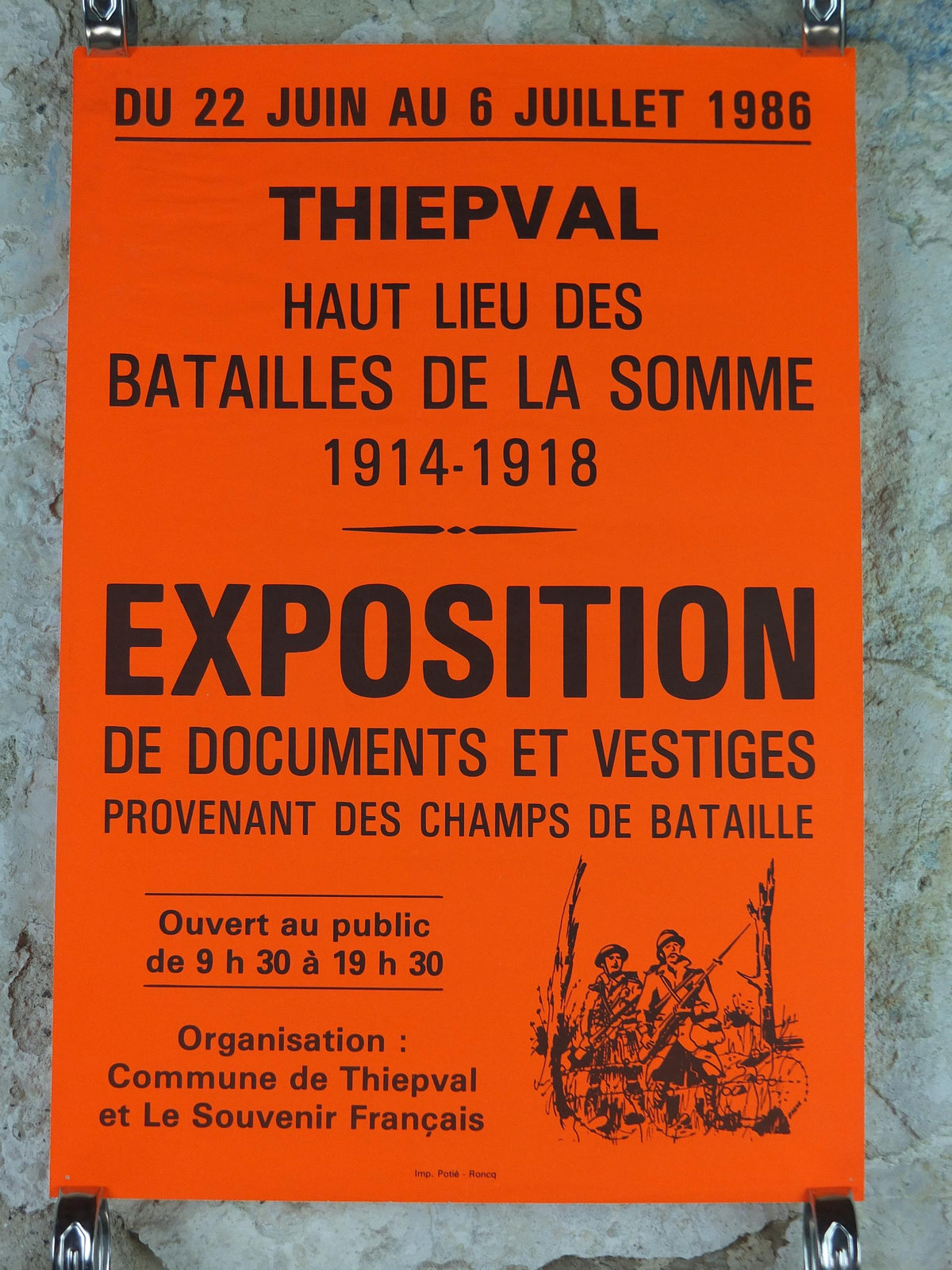 1986 Battle of the Somme Poster, Thiepval, World War 1 WW1, Amiens, Orange, wall art decor