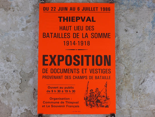 1986 Battle of the Somme Poster, Thiepval, World War 1 WW1, Amiens, Orange, wall art decor