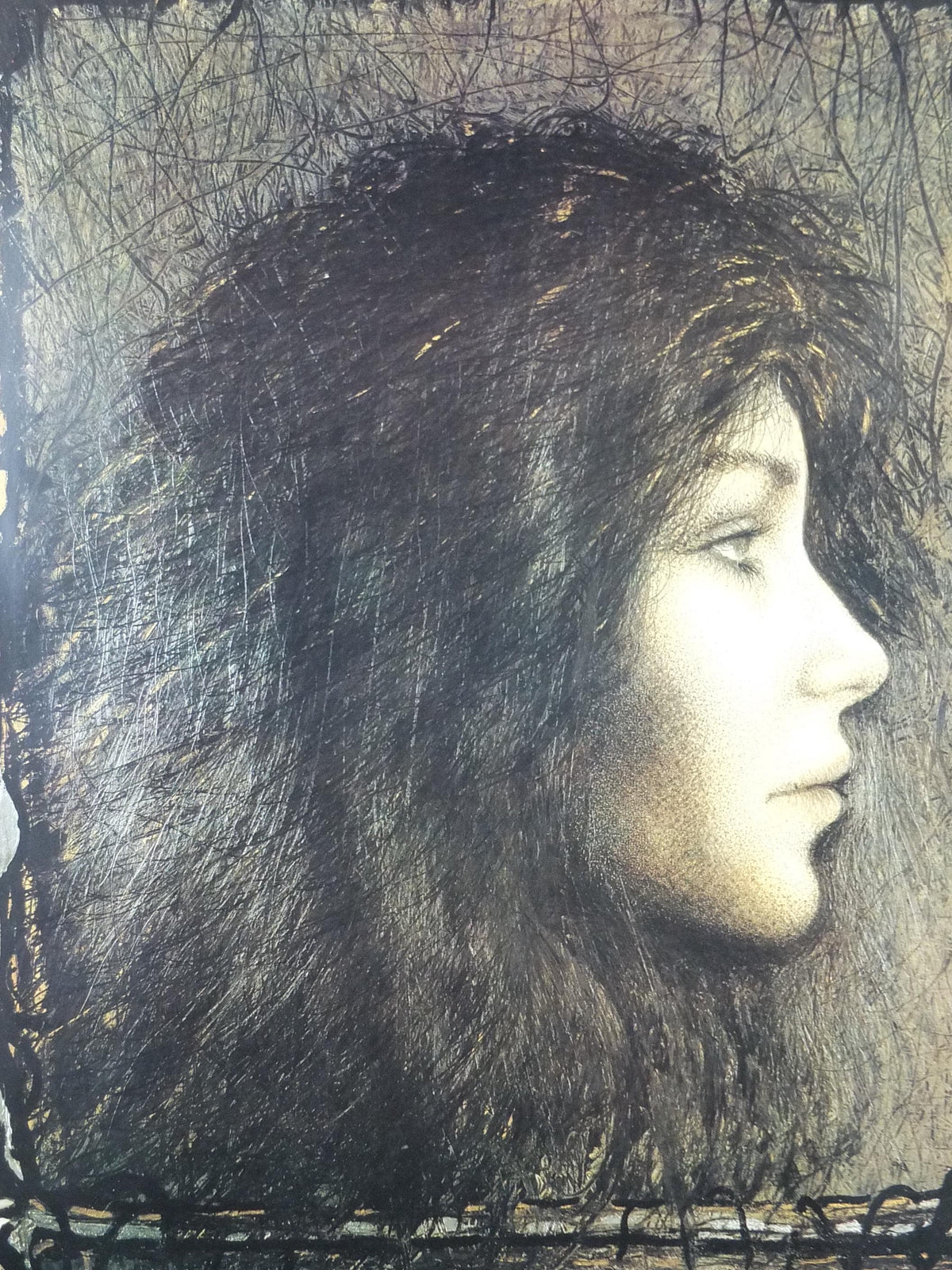 Signed 1983 Kurt Trampedach Poster, Annette, hand signed in 1992, dark and brooding portrait, gallery exhibition, wall art decor