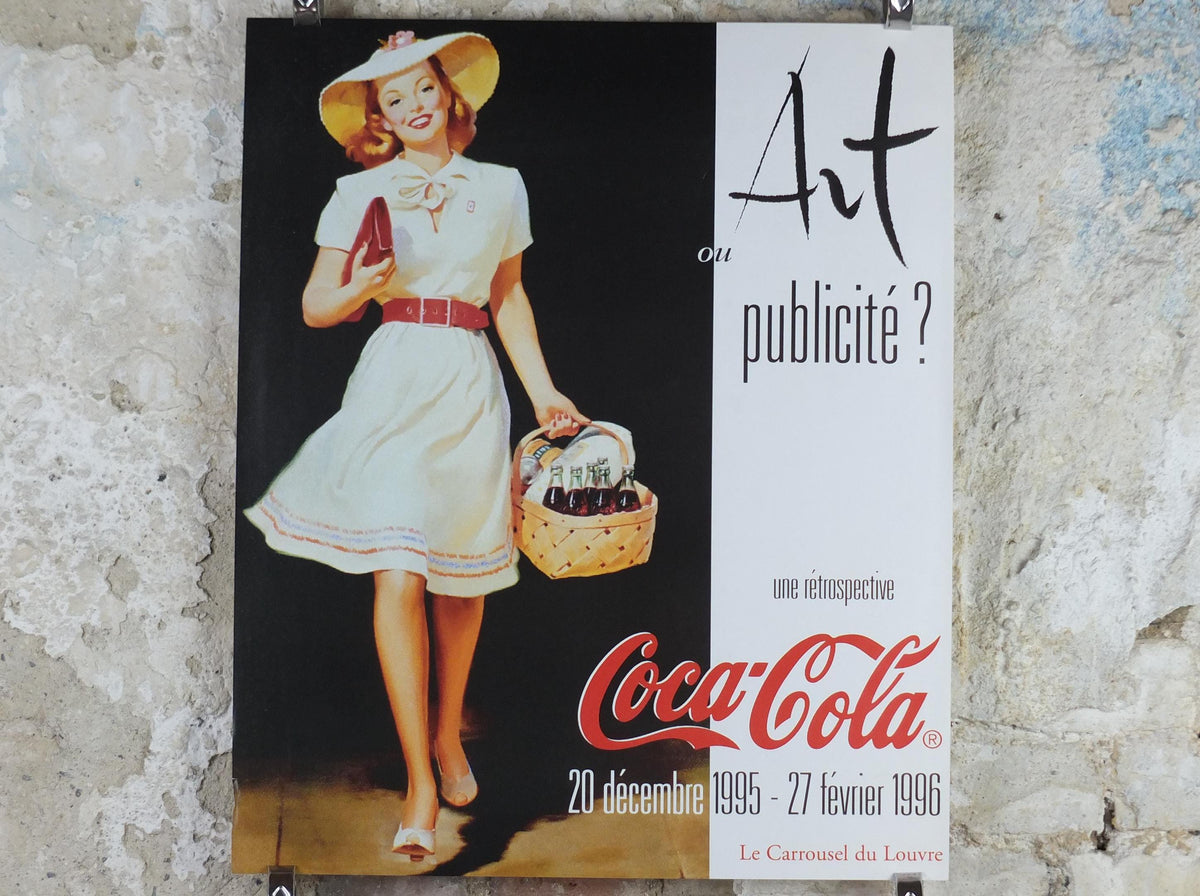 1995 Coca Cola Poster, Art or Publicity, Coke, soft drink and soda pop advertising, Le Carrousel du Louvre, exhibition wall art decor