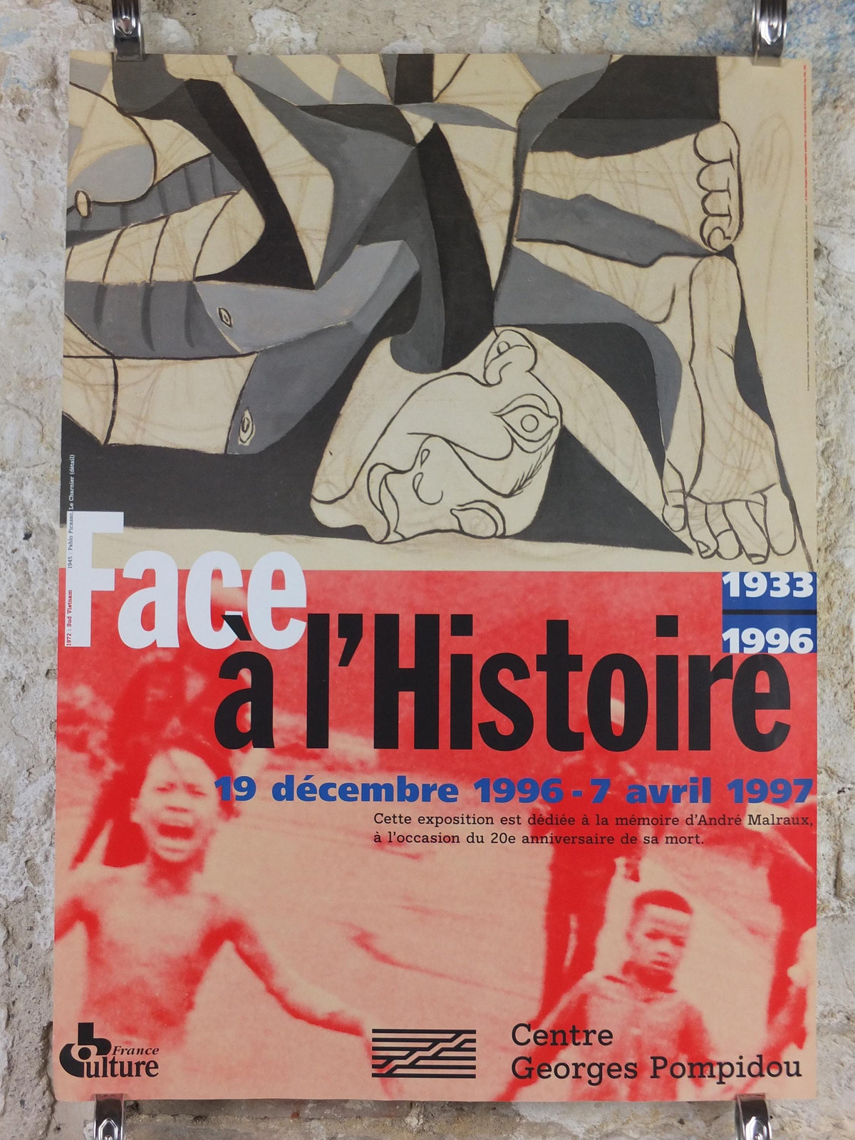 1996 Pablo Picasso and Nick Ut Poster, Centre Georges Pompidou, Le Charnier, The Mass Grave 1945 , The Terror of War 1972, wall art decor