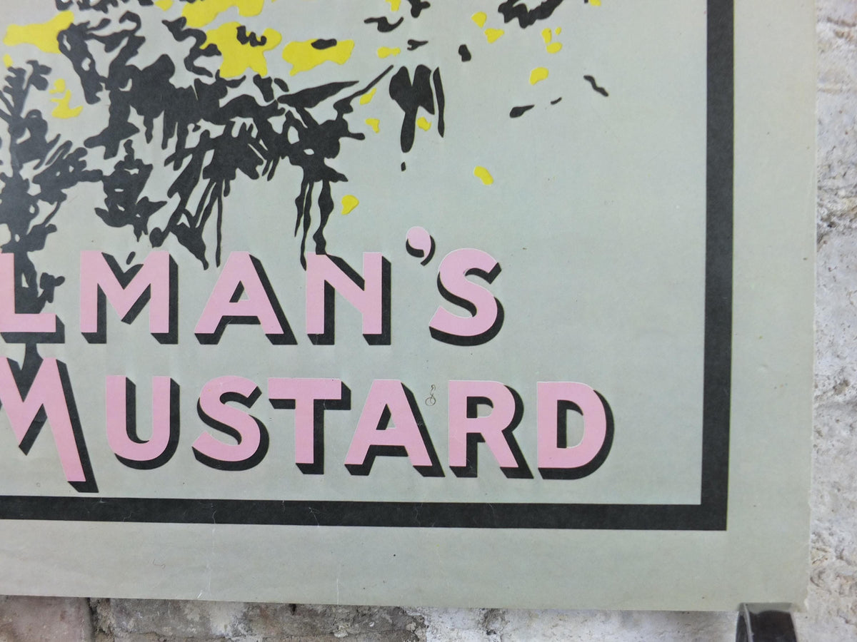 1970s Colemans Mustard Poster, woman gathering yellow flowers, Kitchen decoration or Kitchenalia print wall art decor
