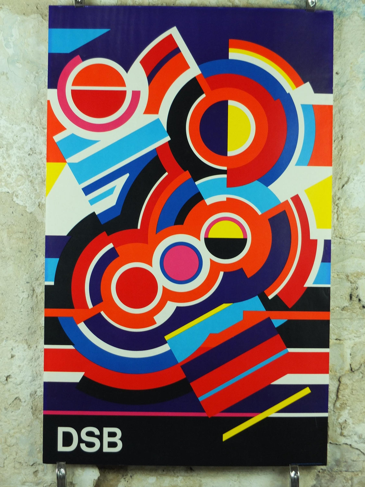 1982 DSB Danish State Rail Poster, by Henning Damgård Sørensen for Danske Statsbaner, geometric abstract movement, wall art decor