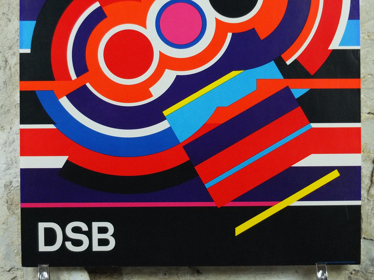 1982 DSB Danish State Rail Poster, by Henning Damgård Sørensen for Danske Statsbaner, geometric abstract movement, wall art decor