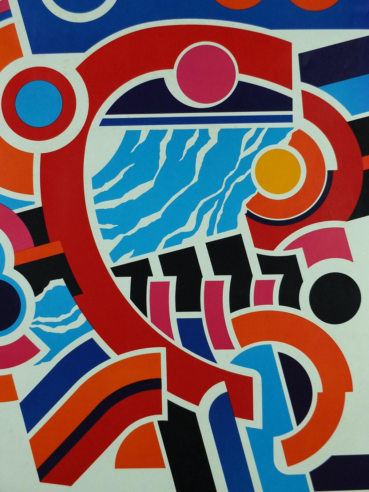 1982 DSB Danish State Rail Poster, by Henning Damgård Sørensen for Danske Statsbaner, geometric abstract movement, wall art decor