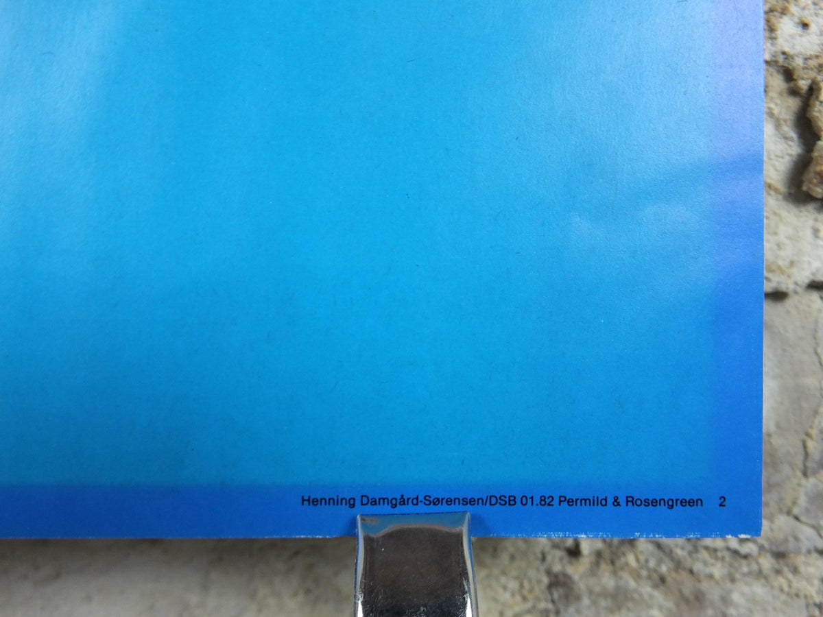 1982 DSB Danish State Rail Poster, by Henning Damgård Sørensen for Danske Statsbaner, geometric abstract movement, wall art decor