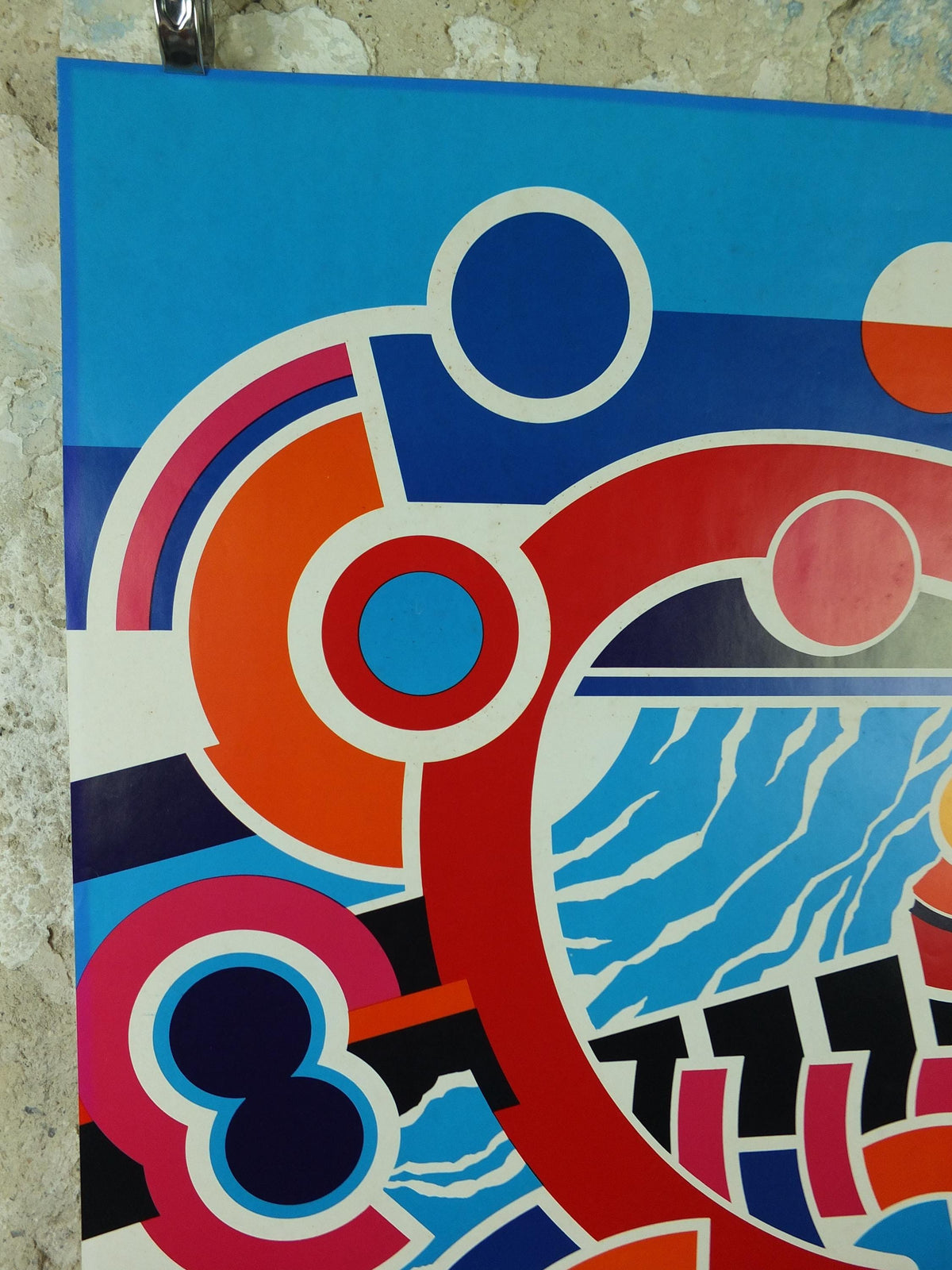 1982 DSB Danish State Rail Poster, by Henning Damgård Sørensen for Danske Statsbaner, geometric abstract movement, wall art decor