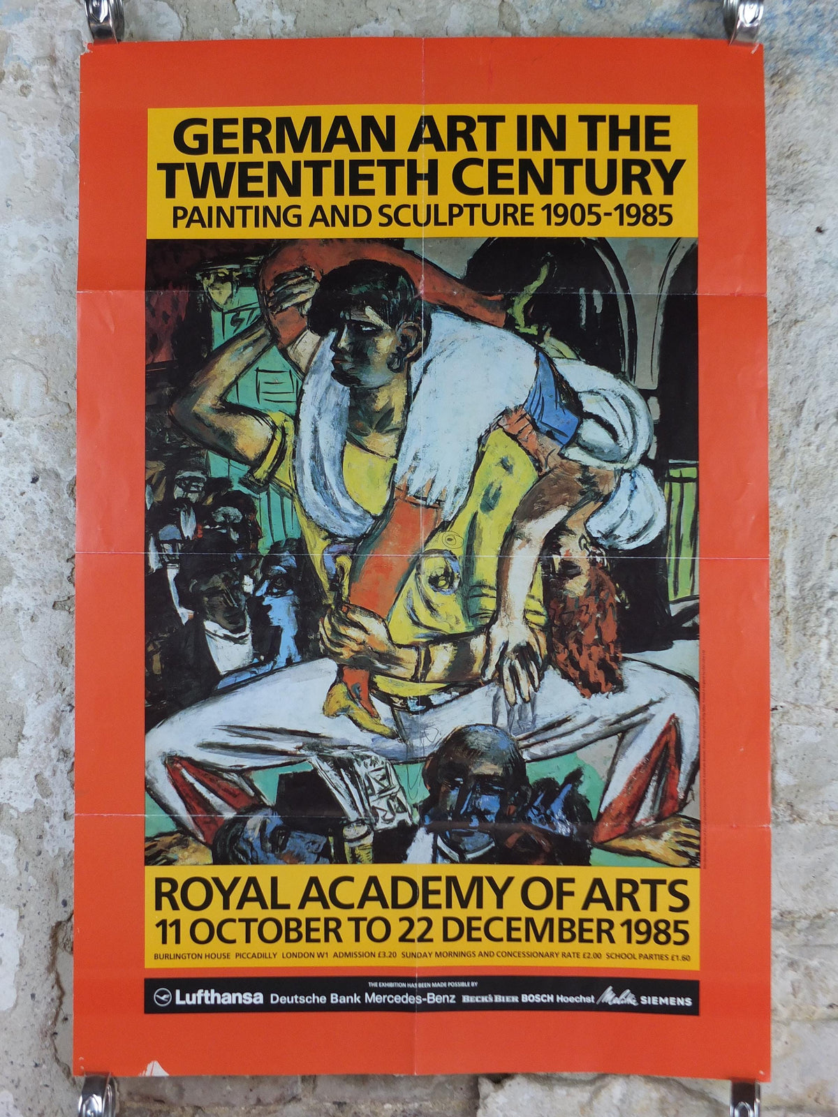 1985 Max Beckmann Poster, Dance of the Cut throats 1938, Royal Academy of Arts, Expressionism New Objectivity, gallery exhibition, wall art