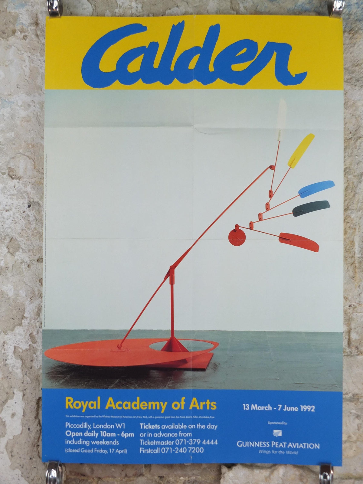 1992 Royal Academy of Arts Poster, Alexander Calder, "Indian Feathers" 1969 Innovative Mobiles artist gallery exhibition, wall art decor