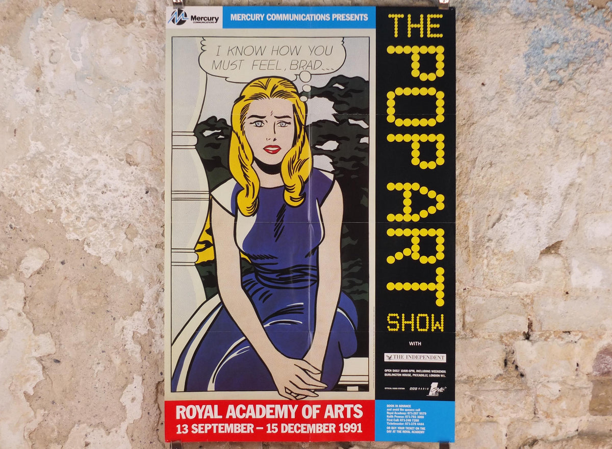 1991 Royal Academy of Arts Poster, Roy Lichtenstein, "I know... Brad" 1963 Pop Art artist gallery exhibition, wall art decor