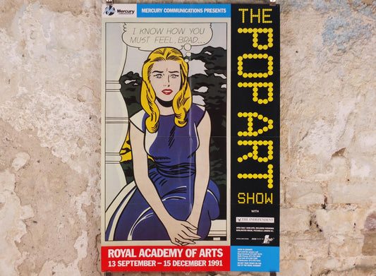 1991 Royal Academy of Arts Poster, Roy Lichtenstein, "I know... Brad" 1963 Pop Art artist gallery exhibition, wall art decor