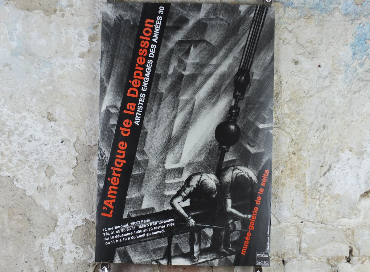 1996 Great Depression USA Poster, American New Deal, Construction, President Franklin Roosevelt, gallery exhibition, wall art decor