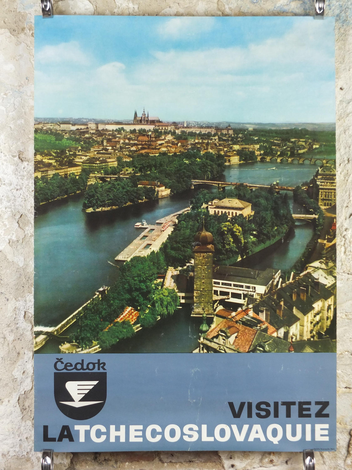 1960s Prague Poster, Cedok Visitez la Tchecoslovaquie, Visit Czechoslovakia, Czechia, Danube River,  travel wall art decor
