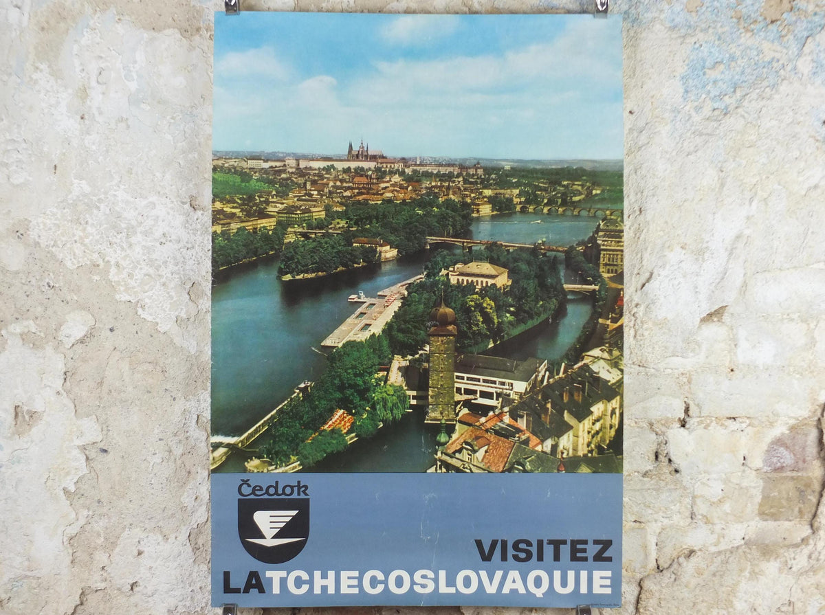 1960s Prague Poster, Cedok Visitez la Tchecoslovaquie, Visit Czechoslovakia, Czechia, Vltava River, travel wall art decor