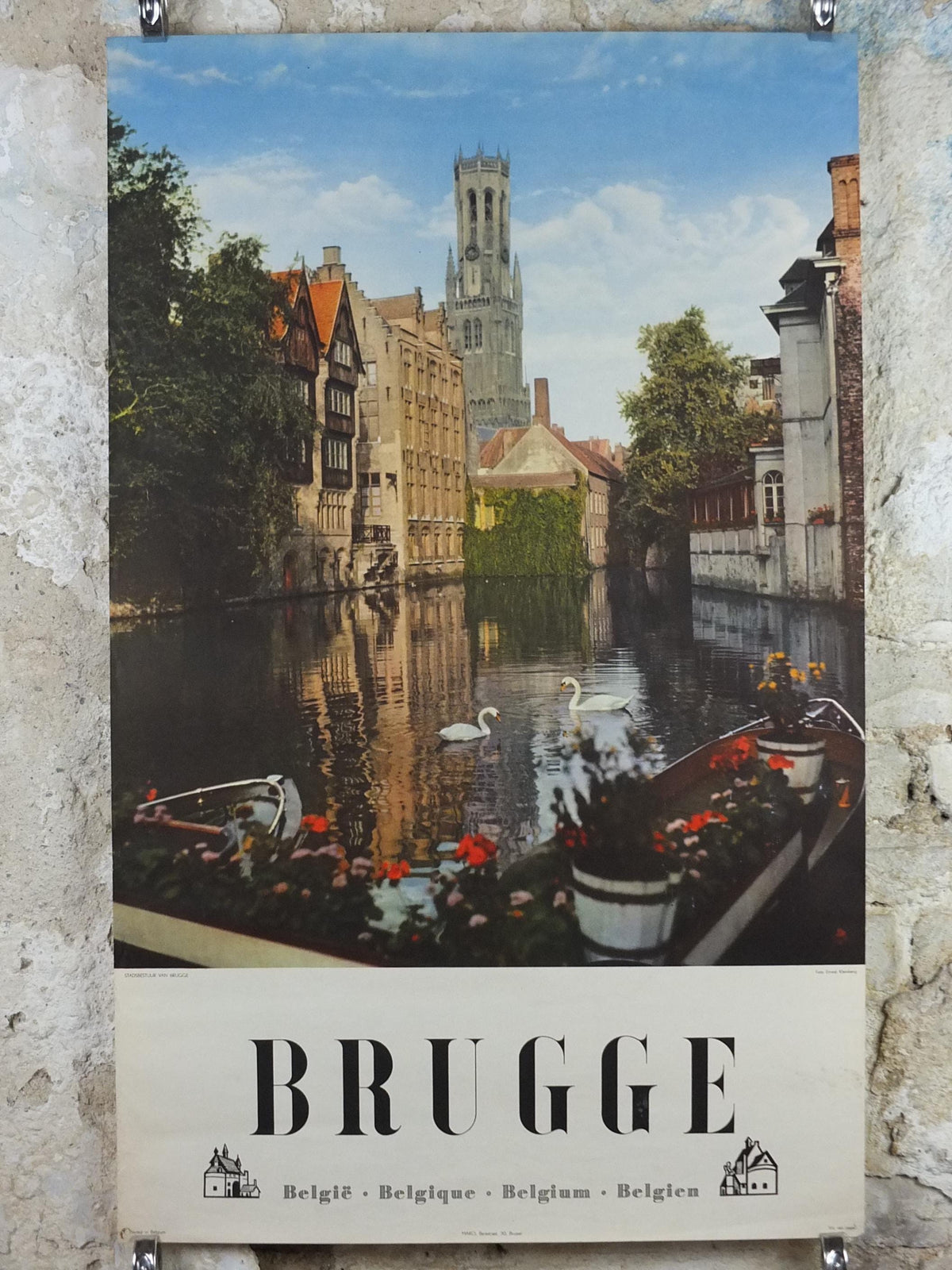 1960s Belgium Travel Poster, Bruges, Brugge, Venice of the North, canals, Belgique travel tourism holiday vacation wall art
