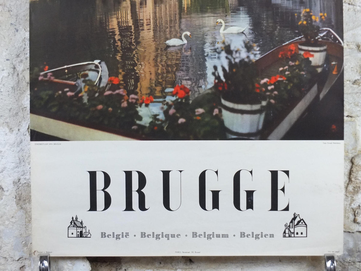 1960s Belgium Travel Poster, Bruges, Brugge, Venice of the North, canals, Belgique travel tourism holiday vacation wall art