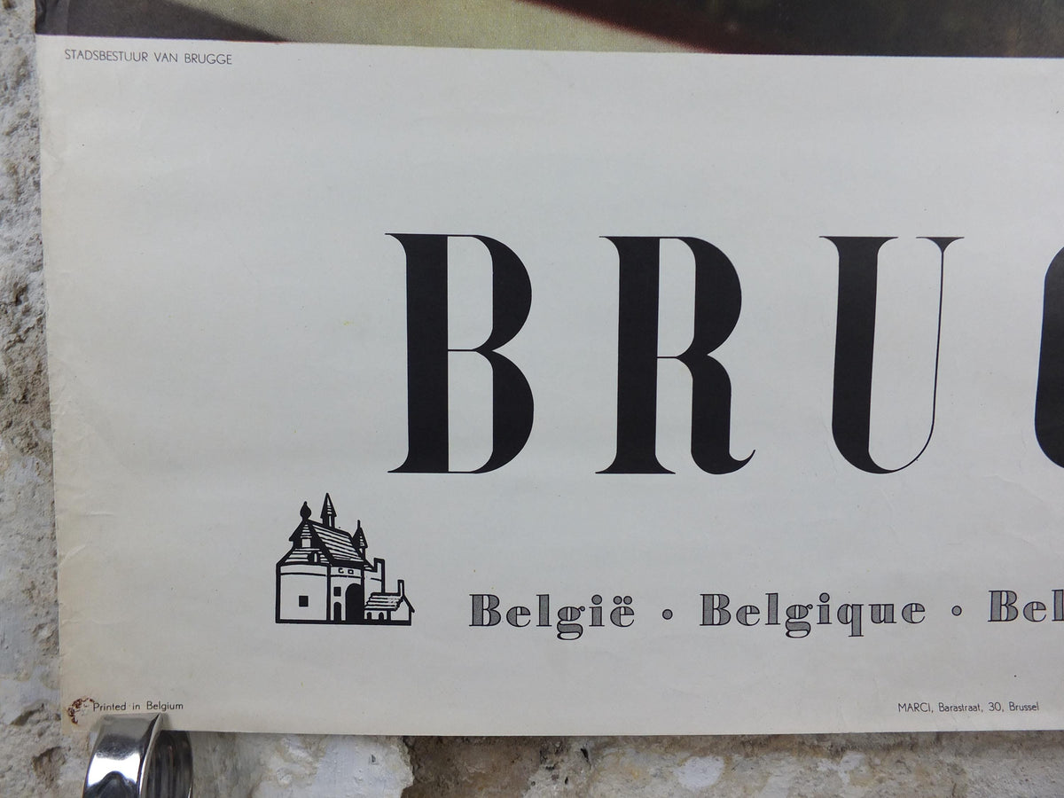 1960s Belgium Travel Poster, Bruges, Brugge, Venice of the North, canals, Belgique travel tourism holiday vacation wall art