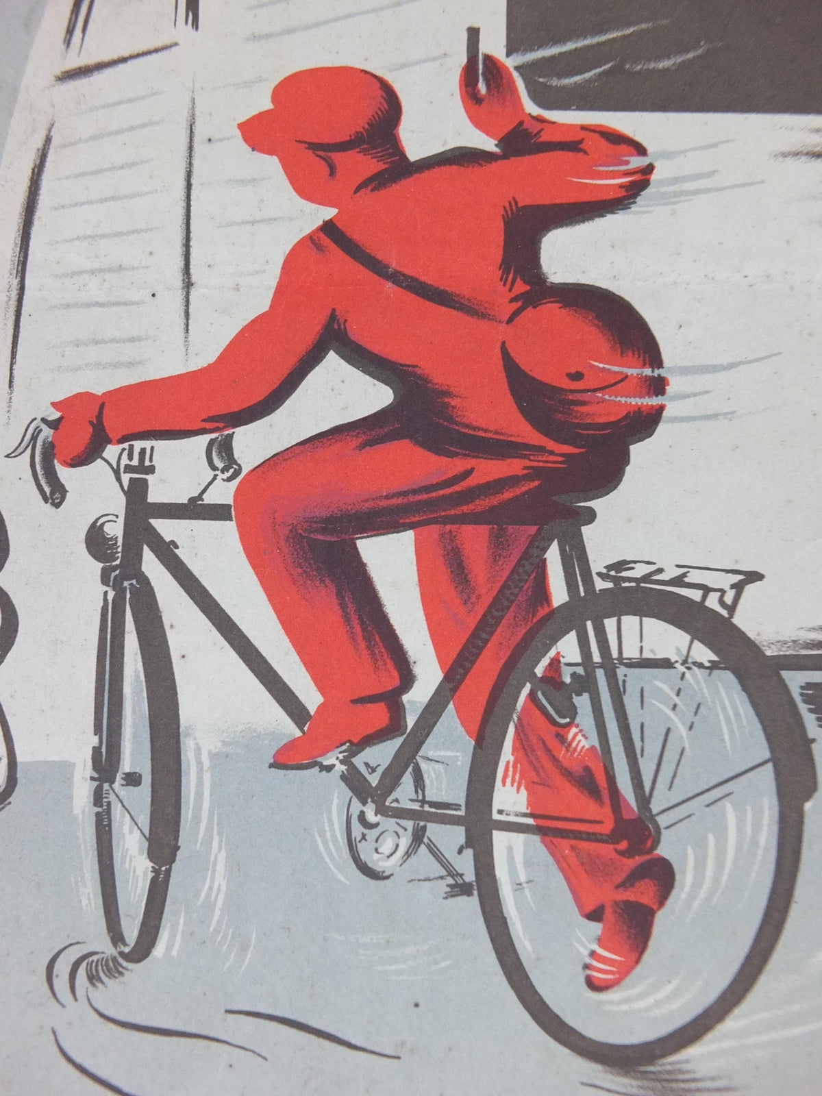 1950s SNCF cycle safety poster, avoiding serious mistakes, by R Iaine, industrial, train rail dangers, retro wall art decor