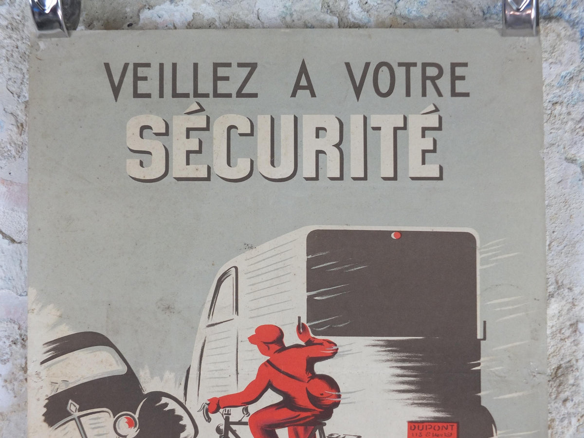 1950s SNCF cycle safety poster, avoiding serious mistakes, by R Iaine, industrial, train rail dangers, retro wall art decor