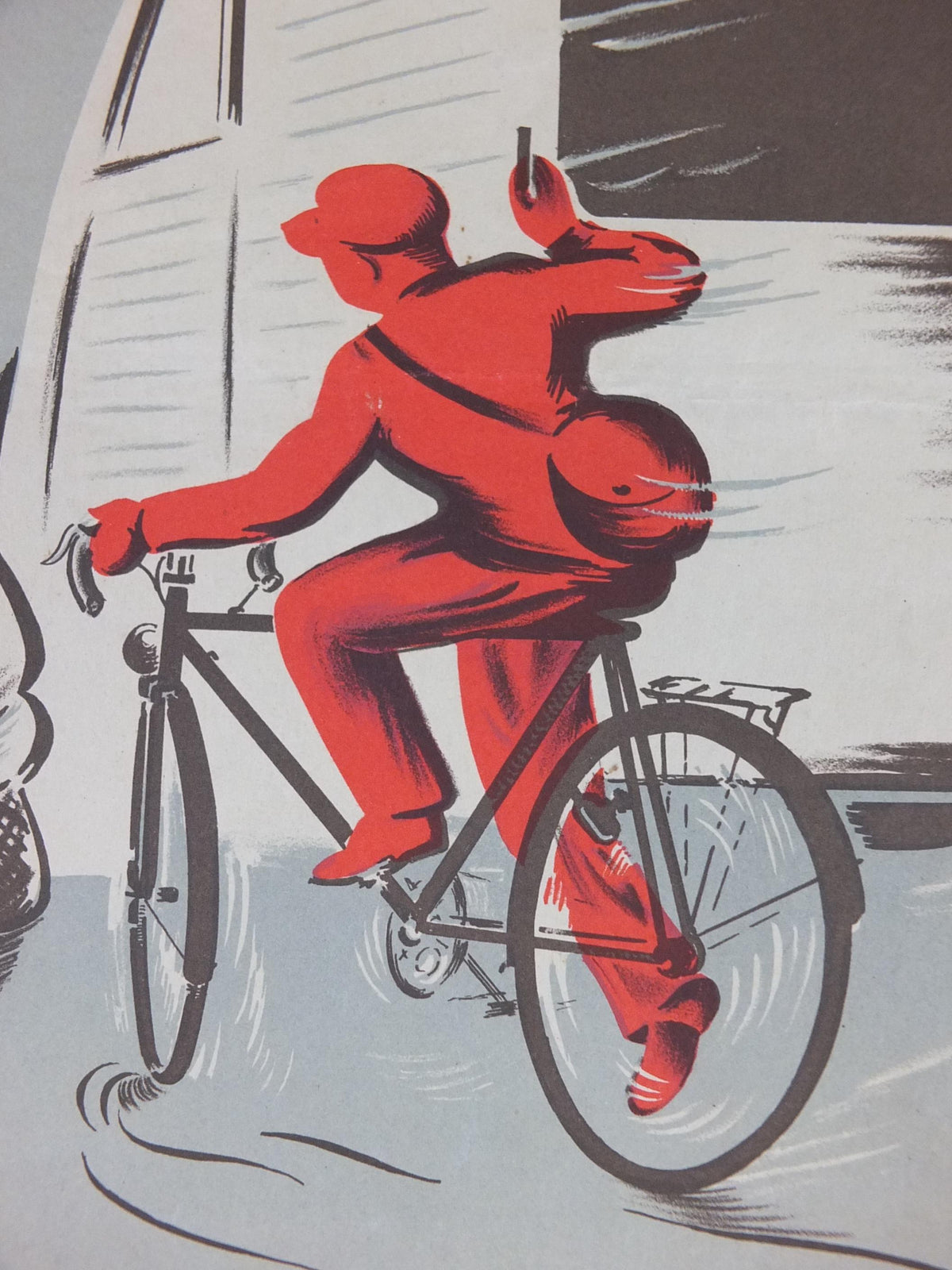 1950s SNCF cycle safety poster, avoiding serious mistakes, by R Iaine, industrial, train rail dangers, retro wall art decor