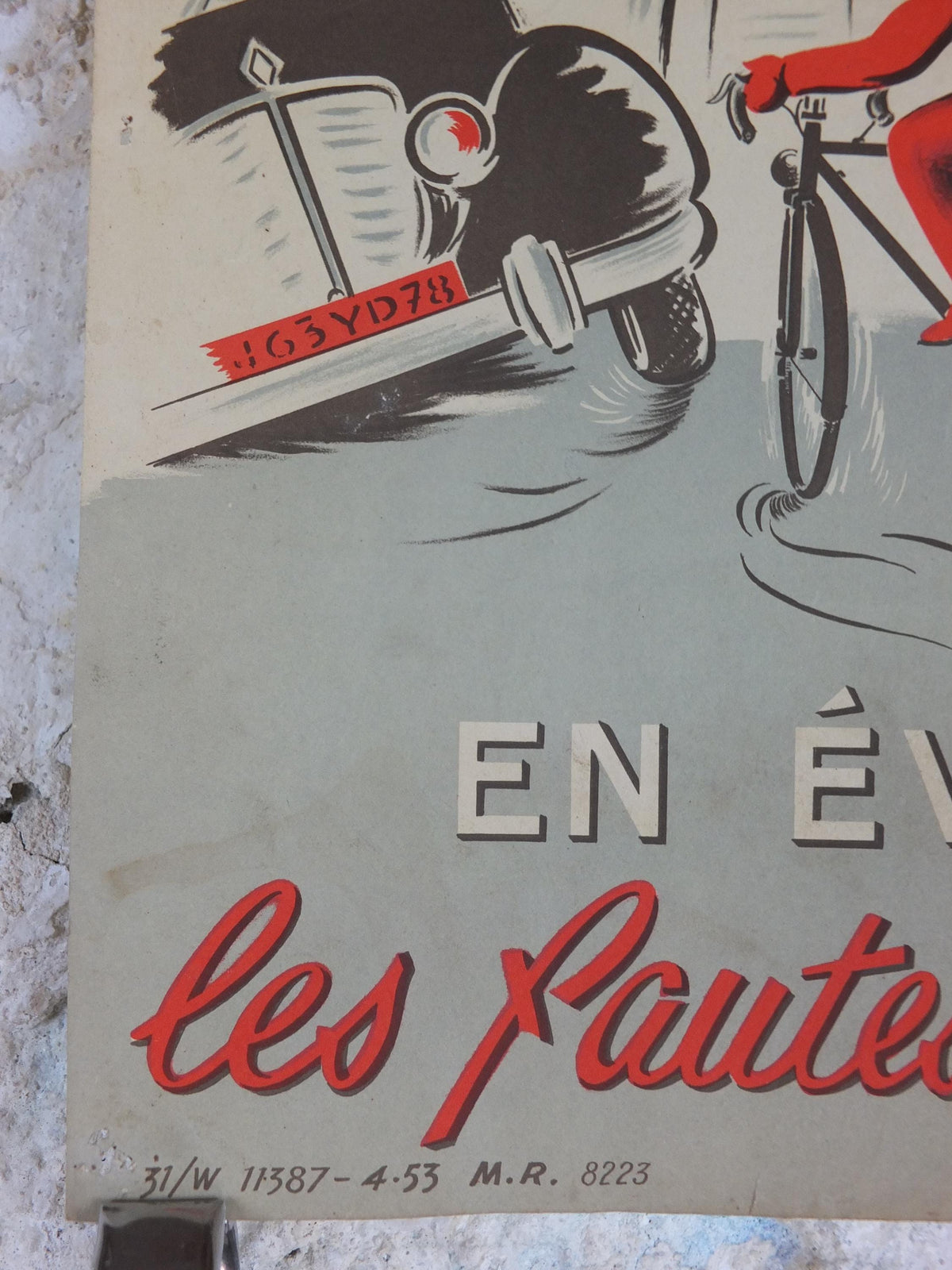 1950s SNCF cycle safety poster, avoiding serious mistakes, by R Iaine, industrial, train rail dangers, retro wall art decor