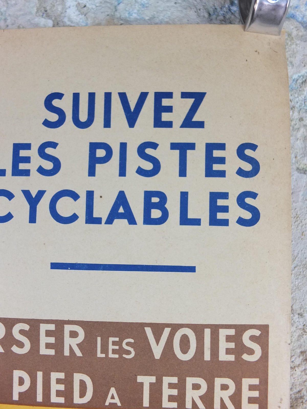 1950s SNCF cycle safety poster, Follow the cycle paths, by Durupt, industrial, train rail dangers, retro wall art decor