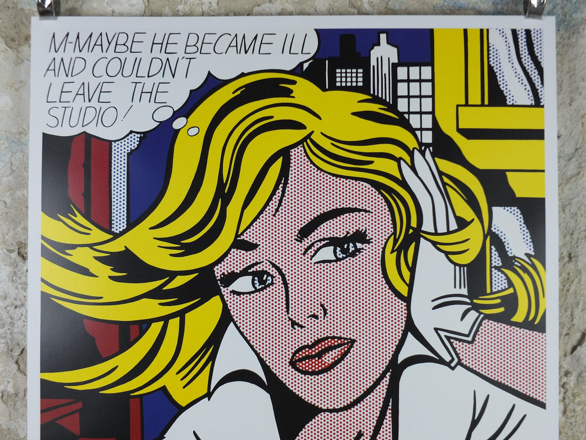 2000s Roy Lichtenstein Poster, "M-Maybe" 1965, Museum Ludwig Koln, Maybe in Cologne, Gallery Exhibition wall art decor and memorabilia