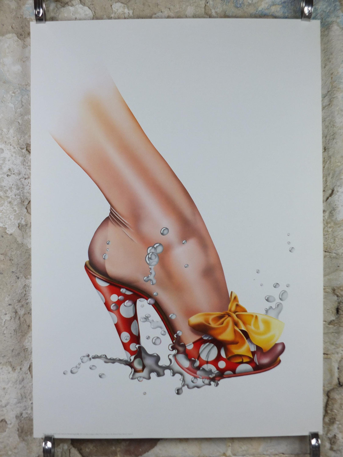 1972 Michael English Poster, Shoe from the "strikes water" series, High Heels, Gallery Exhibition wall art decor and memorabilia