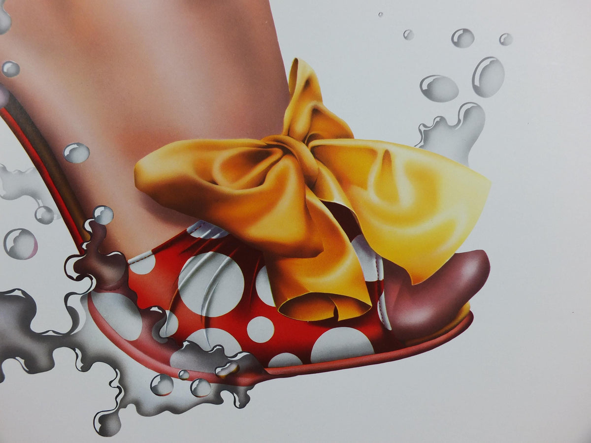 1972 Michael English Poster, Shoe from the "strikes water" series, High Heels, Gallery Exhibition wall art decor and memorabilia
