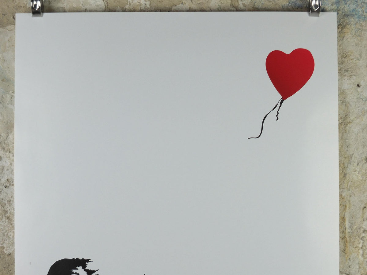 2000s Banksy Poster, Girl with Balloon, Red heart balloon, London, Pop Art gallery exhibition, wall art decor